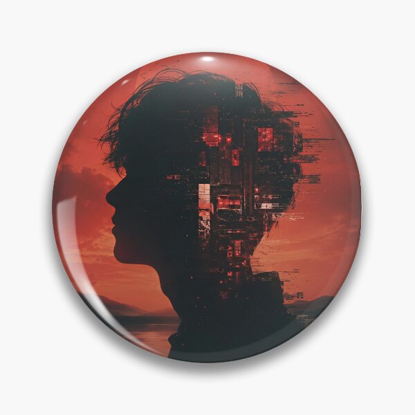 Item preview, Crimson Mindscape - Cyberpunk Boy Silhouette Art designed and sold by owsam.