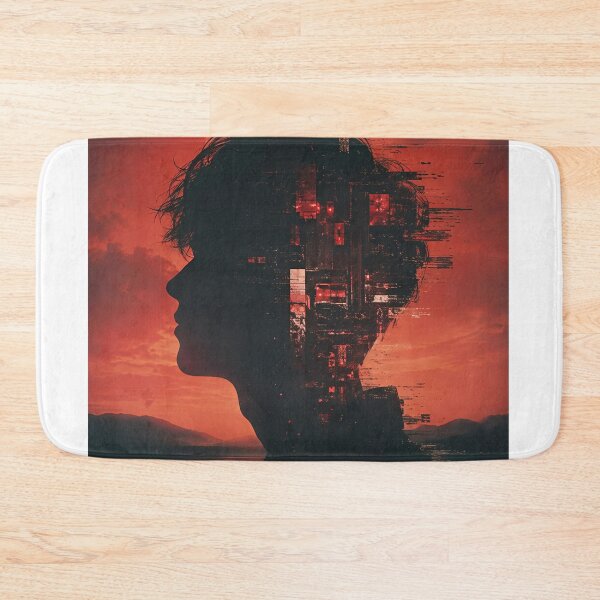 Item preview, Crimson Mindscape - Cyberpunk Boy Silhouette Art designed and sold by owsam.