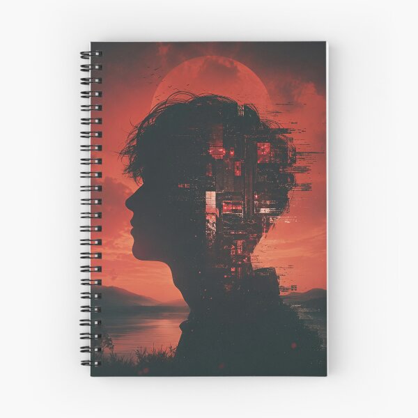 Item preview, Crimson Mindscape - Cyberpunk Boy Silhouette Art designed and sold by owsam.