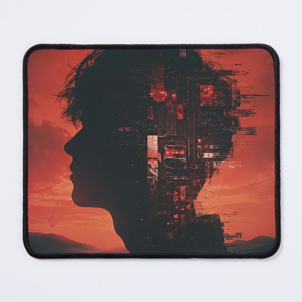 Item preview, Crimson Mindscape - Cyberpunk Boy Silhouette Art designed and sold by owsam.