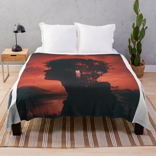 Item preview, Crimson Mindscape - Cyberpunk Boy Silhouette Art designed and sold by owsam.