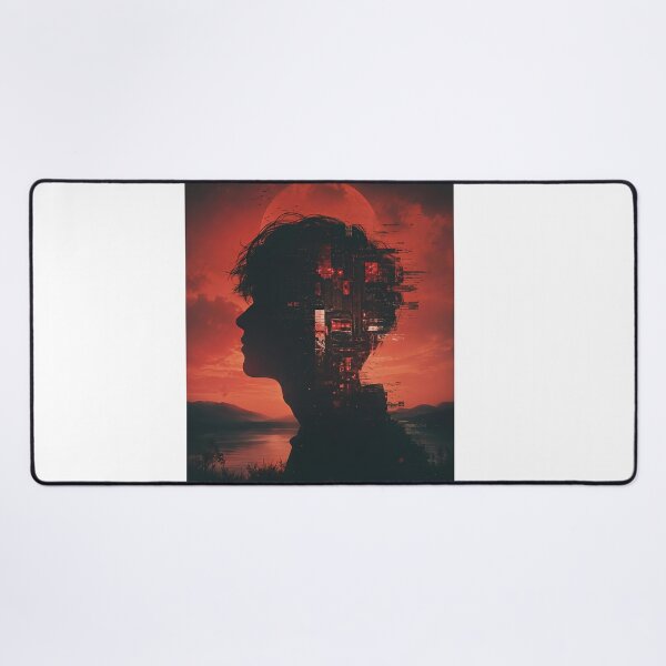 Item preview, Crimson Mindscape - Cyberpunk Boy Silhouette Art designed and sold by owsam.