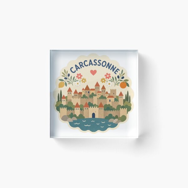 Item preview, Carcassonne France Travel Souvenir Modern Folk Art designed and sold by VisualArtsOasis.