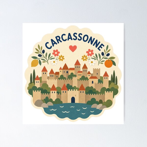 Item preview, Carcassonne France Travel Souvenir Modern Folk Art designed and sold by VisualArtsOasis.