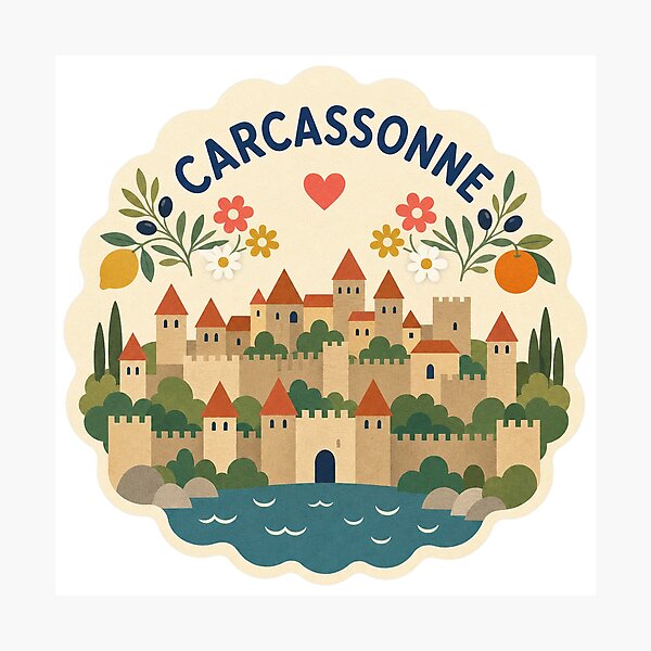 Item preview, Carcassonne France Travel Souvenir Modern Folk Art designed and sold by VisualArtsOasis.