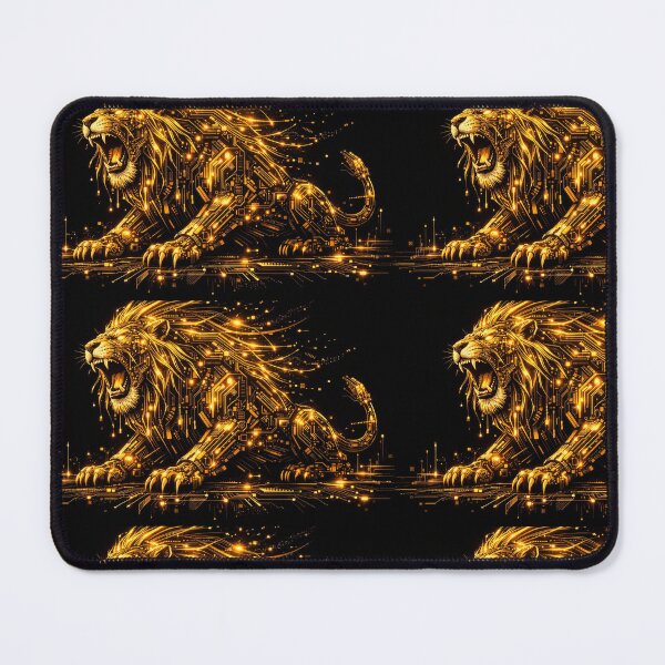 Item preview, Golden Majestic Cyber Lion Digital Artwork designed and sold by Ink-verse-.