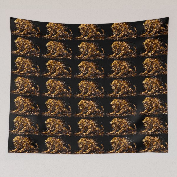Item preview, Golden Majestic Cyber Lion Digital Artwork designed and sold by Ink-verse-.