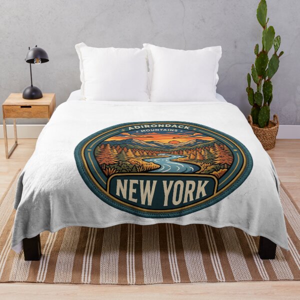 Item preview, Vintage New York Adirondack Mountains River Travel Graphic designed and sold by Paper Drip.