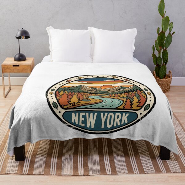 Item preview, Vintage New York Adirondack Mountains River Travel Graphic designed and sold by Paper Drip.