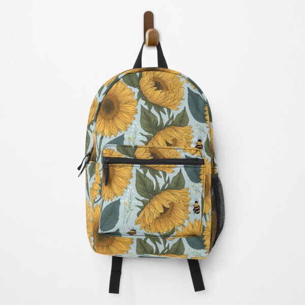 Item preview, Botanical Yellow Sunflower Meadow & Bee Print designed and sold by TJ Art and Camera.