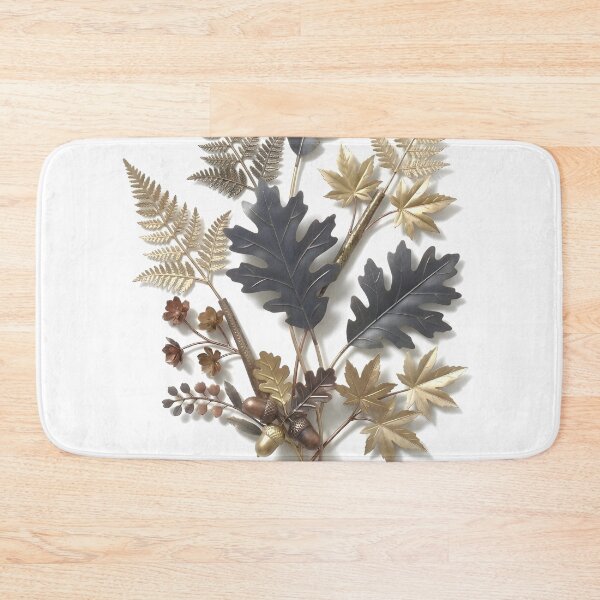 Item preview, 3D Metal Oak & Fern Leaf Bouquet Wall Art Print | Gold & Slate Oak Leaves with Acorns Poster | Rustic Woodland Metallic Relief | Autumn Home Decor designed and sold by SergioMiklos.