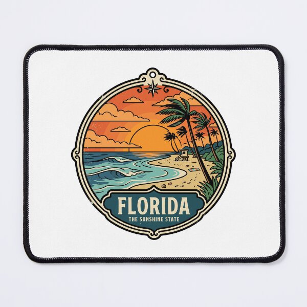 Item preview, Retro Florida Sunshine State Beach Sunset Travel Badge designed and sold by Paper Drip.
