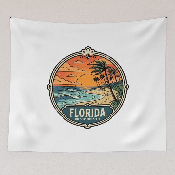 Item preview, Retro Florida Sunshine State Beach Sunset Travel Badge designed and sold by Paper Drip.