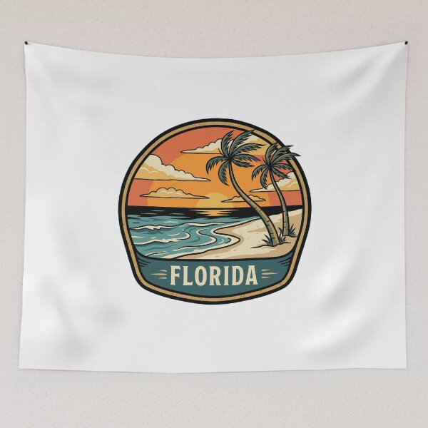 Item preview, Retro Florida Sunshine State Beach Sunset Travel Badge designed and sold by Paper Drip.