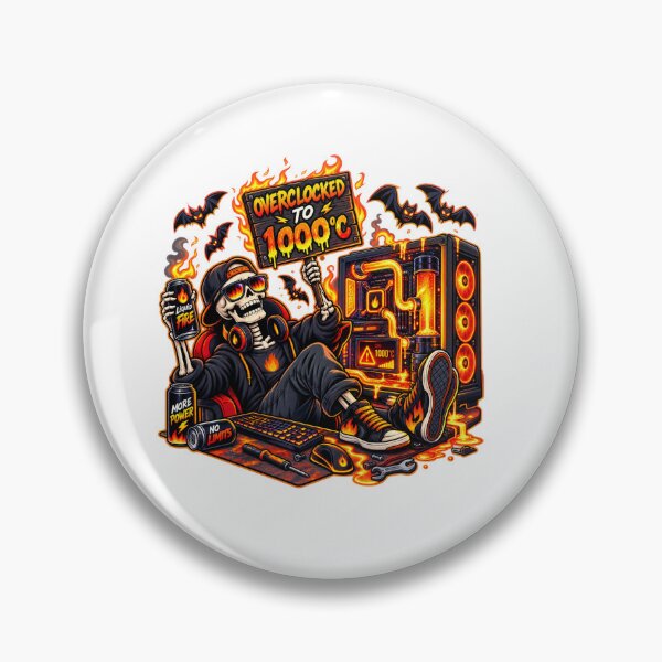 Item preview, Overclocked Meltdown Skeleton PC Gamer Halloween T-Shirt and Sticker designed and sold by PixelForge Studio2.