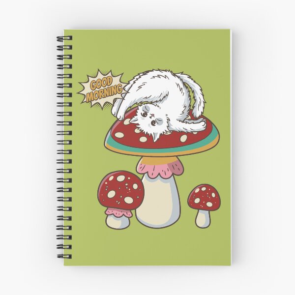 Item preview, Cute White Cat Stretching on Amanita Mushroom Good Morning designed and sold by chriswo-design.