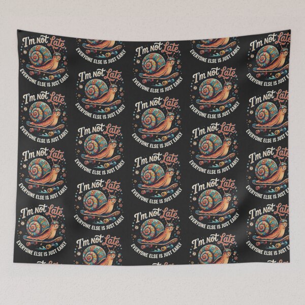Item preview, I'm Not Late - A snail on skateboard designed and sold by StellarBees.