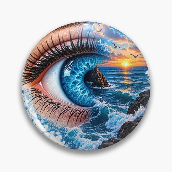 Item preview, Ocean Eye – Blue Eye Meets the Sea | Surreal Nature Art designed and sold by Ishratparween11.