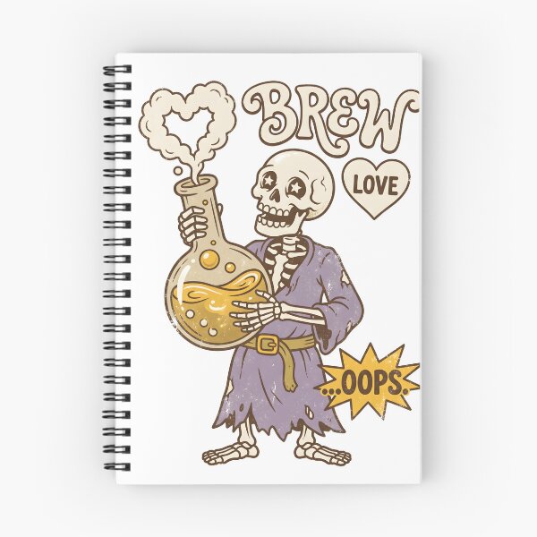Item preview, Skeleton Alchemist holding Love Potion Flask Brew Love Oops Retro Graphic designed and sold by MisteryDesigner.