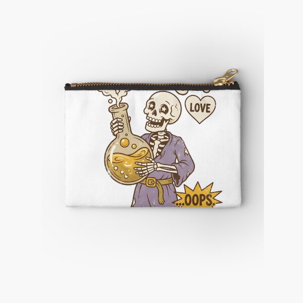 Item preview, Skeleton Alchemist holding Love Potion Flask Brew Love Oops Retro Graphic designed and sold by MisteryDesigner.