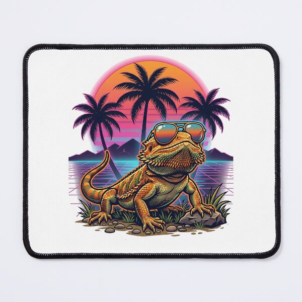 Item preview, Cool Bearded Dragon Tropical Synthwave Sunset designed and sold by Zeroserio.