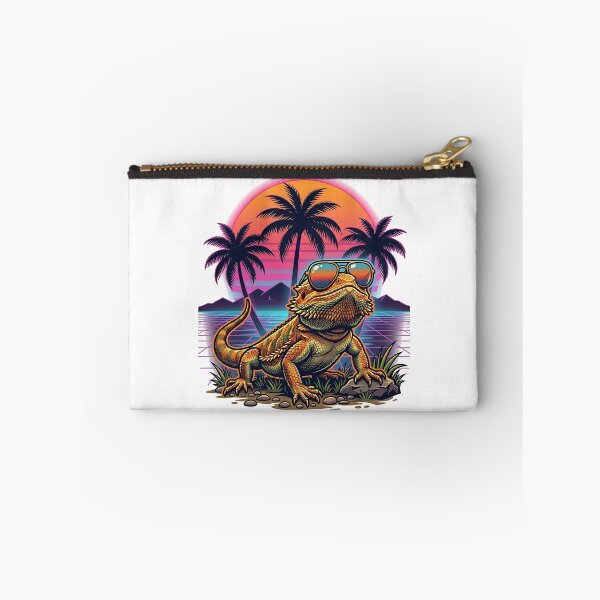 Item preview, Cool Bearded Dragon Tropical Synthwave Sunset designed and sold by Zeroserio.