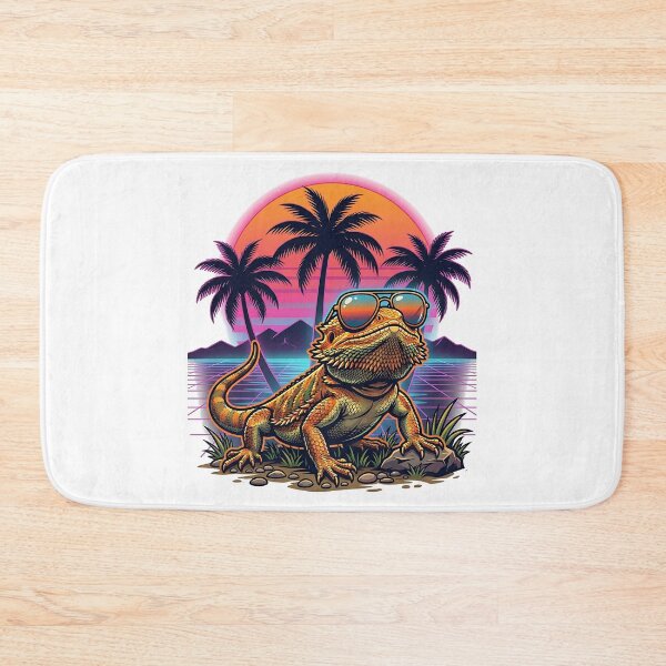 Item preview, Cool Bearded Dragon Tropical Synthwave Sunset designed and sold by Zeroserio.