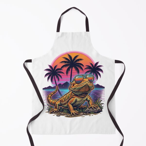 Item preview, Cool Bearded Dragon Tropical Synthwave Sunset designed and sold by Zeroserio.