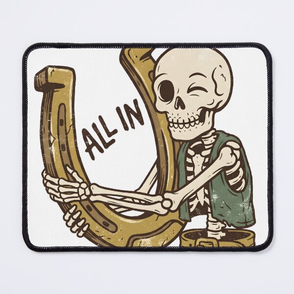 Item preview, Winking Skeleton Hugging Giant Horseshoe All In On Luck Graphic designed and sold by MisteryDesigner.