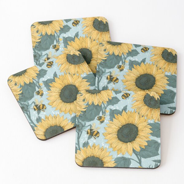 Item preview, Vibrant Sunflower Heads & Fuzzy Bumblebees Sky Tapestry designed and sold by TJ Art and Camera.