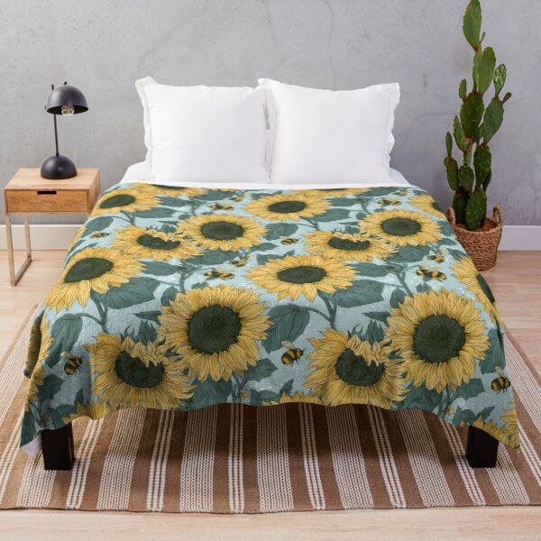 Item preview, Vibrant Sunflower Heads & Fuzzy Bumblebees Sky Tapestry designed and sold by TJ Art and Camera.