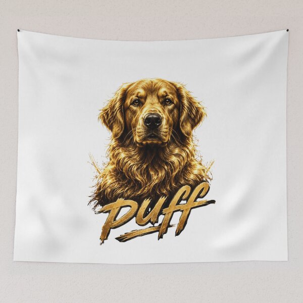 Artikelvorschau, Porträt eines Golden Retrievers mit Puff-Hund entworfen und verkauft von LC&LCPlatform.