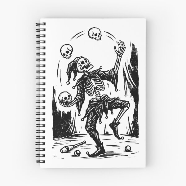 Item preview, Skeleton Court Jester Juggling Skulls Vintage Linocut Block Print Graphic designed and sold by MisteryDesigner.