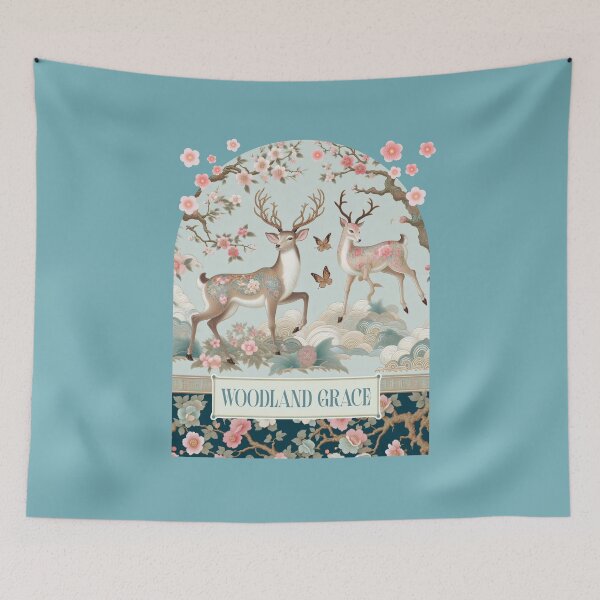 Item preview, Woodland Grace Floral Deer Cherry Blossom Art designed and sold by Sachie's Studio.