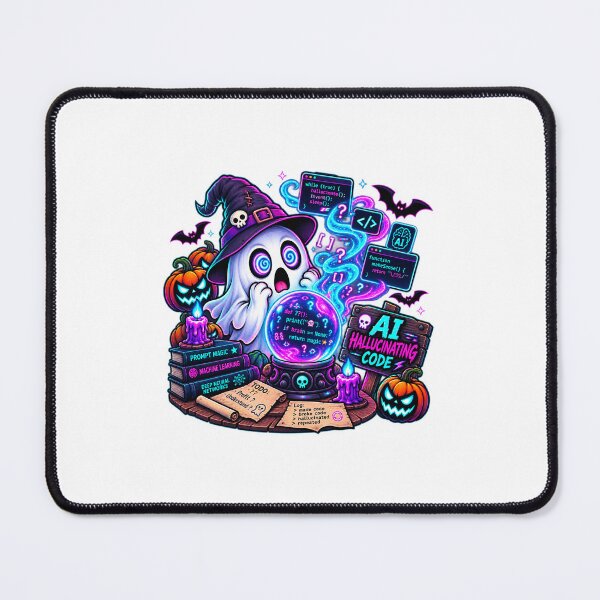 Item preview, AI Hallucination Spooky Ghost Programmer Halloween T-Shirt and Sticker designed and sold by PixelForge Studio2.