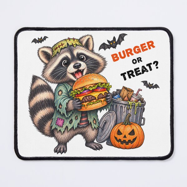 Item preview, Burger or Treat Funny Halloween Raccoon Burger Design designed and sold by Buli89.