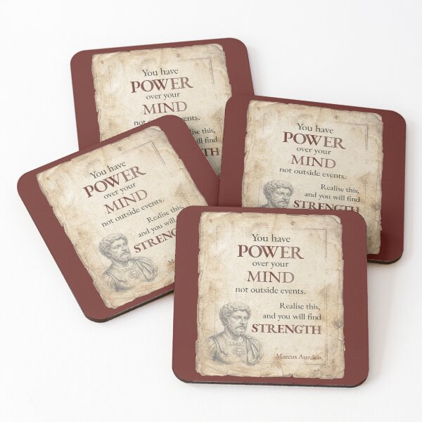 Item preview, You Have POWER Over Your Mind – Marcus Aurelius - Vintage Distressed Stoic Quote - Roman Red Version designed and sold by Stoic Core.