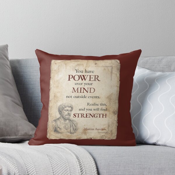 Item preview, You Have POWER Over Your Mind – Marcus Aurelius - Vintage Distressed Stoic Quote - Roman Red Version designed and sold by Stoic Core.
