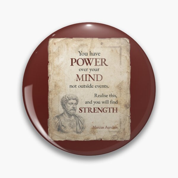 Item preview, You Have POWER Over Your Mind – Marcus Aurelius - Vintage Distressed Stoic Quote - Roman Red Version designed and sold by Stoic Core.