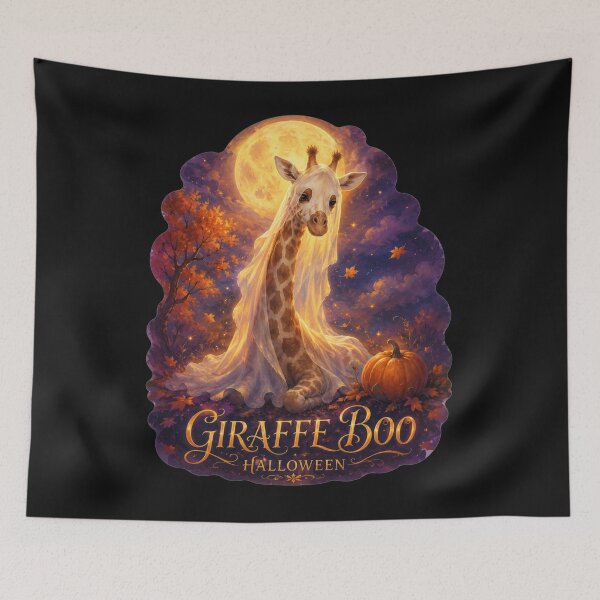 Item preview, Giraffe Boo Halloween Moonlit Giraffe Portrait Art Gift for Giraffe Lovers designed and sold by Nightarel.