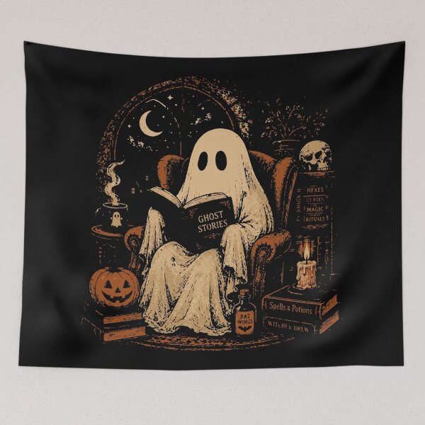 Item preview, Cozy Ghost Reading Book Vintage Halloween designed and sold by Sunday.Supply.
