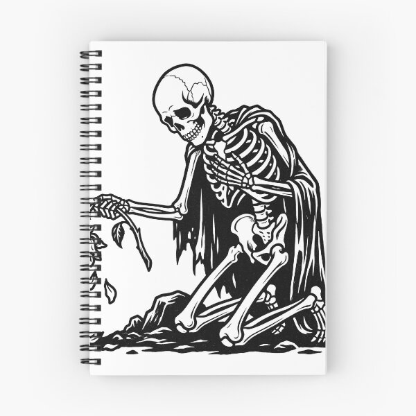 Item preview, Kneeling Skeleton in Cape Holding Wilted Rose Romantic Dark Art designed and sold by MisteryDesigner.