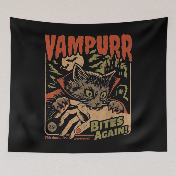 Item preview, Vampurr Bites Again Funny Vampire Cat Halloween designed and sold by moabeArtistic.
