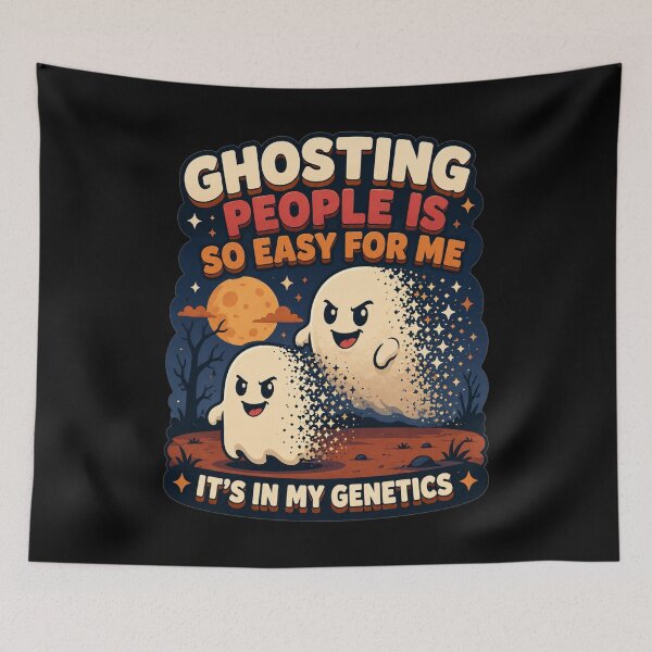 Item preview, Ghosting People Is So Easy For Me Its In My Genetics Cartoon Space Ghosts Art Halloween Humor Gift for Ghost Lovers designed and sold by Nightarel.