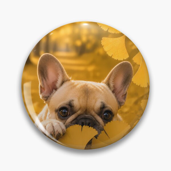 Item preview, French Bulldog Peeking Through Golden Ginkgo Leaves designed and sold by ManJiangHong.