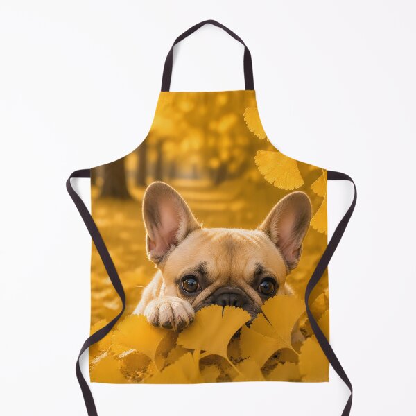 Item preview, French Bulldog Peeking Through Golden Ginkgo Leaves designed and sold by ManJiangHong.