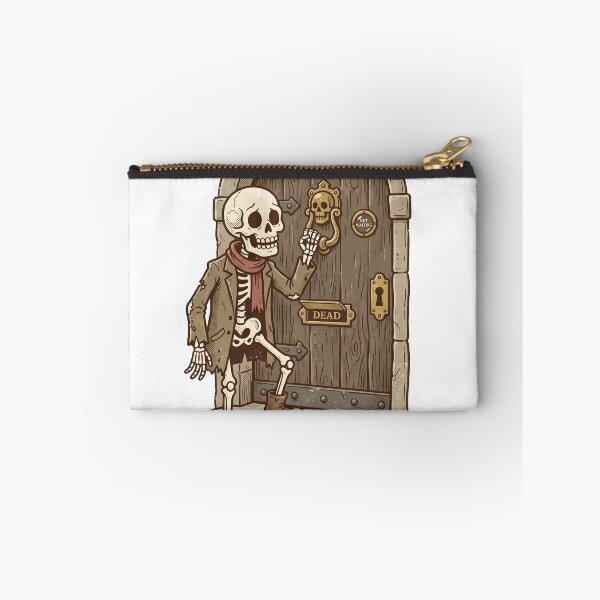 Item preview, Skeleton Knocking on Wooden Door with Skull Door Knocker Graphic designed and sold by MisteryDesigner.