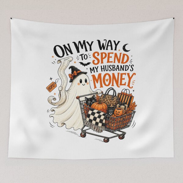 Item preview, On My Way To Spend My Husband’s Money Funny Halloween Shopping Ghost Wife Humor designed and sold by 76Valeria.