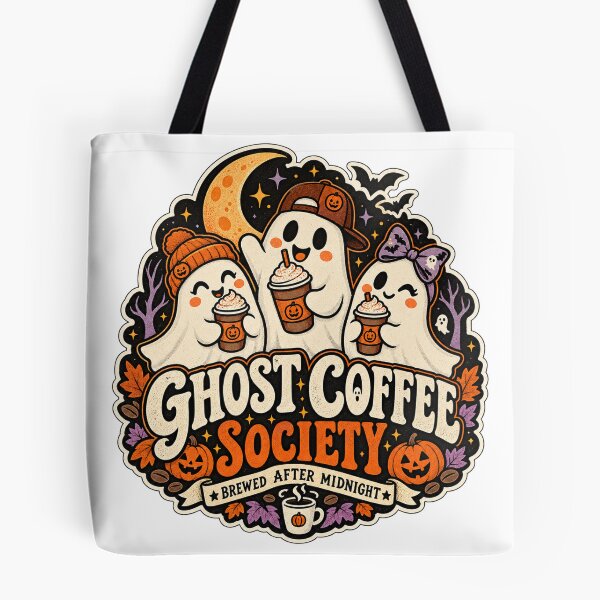 Item preview, Ghost Coffee Society | Cute Retro Halloween Coffee Ghost Art designed and sold by DmaarGroup.