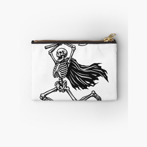 Item preview, Skeleton Warrior Running with Double Headed Battle Axe Vintage Linocut designed and sold by MisteryDesigner.